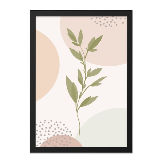 Botanical Wall Art, Minimalist Leaf Print, Abstract Shapes Poster, Neutral Tone Decor, Modern Home Art, Framed Wall Decor - Tawshia