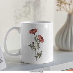 Chamomile Flower Mug, Floral Mug, Botanical Mug, Wildflower Mug, Flower Lover Gift, Tea Mug, Coffee Mug, Nature Mug - Tawshia