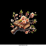 Book and Blossom Pocket Mirror, Floral Accessory, Elegant Compact Mirror, Unique Gift for Book Lovers, Stylish Handbag Essential - Tawshia