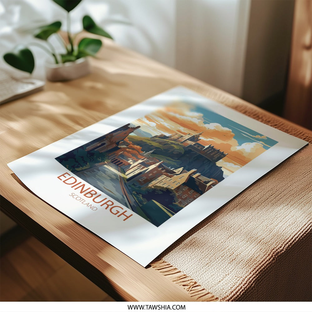Edinburgh Castle Photographic Print, Scotland Art Print, Cityscape Wall Decor, Travel Poster, Home Decor, Landscape Photography - Tawshia