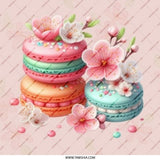 Macarons Pinback Button, Floral Dessert Badge, Cute Sakura Button, Colorful Food Pin, Kawaii Aesthetic Button, Pastry Lover Gift - Tawshia