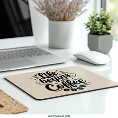 Coffee Lover Mousepad, Life Begins After Coffee, Computer Accessory, Office Decor, Coffee Addict Gift, Caffeine Mousepad - Tawshia