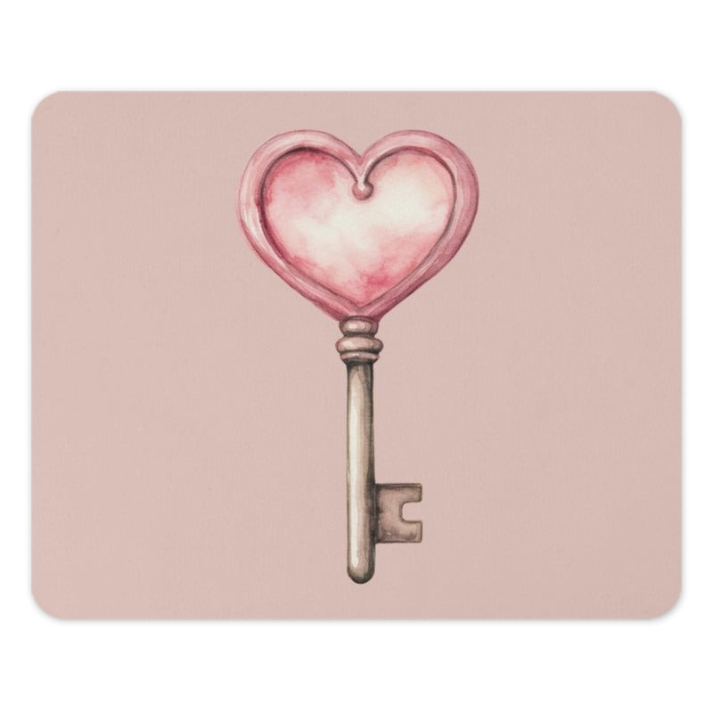 Heart Key Mousepad, Romantic Gift, Pink Desk Accessory, Cute Mousepad, Valentine's Day Gift, Unique Mouse Pad, PC Gamer Pad, Office Decor - Tawshia