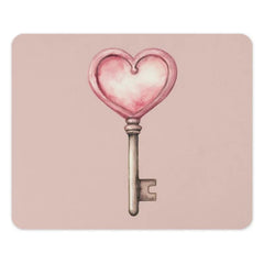 Heart Key Mousepad, Romantic Gift, Pink Desk Accessory, Cute Mousepad, Valentine's Day Gift, Unique Mouse Pad, PC Gamer Pad, Office Decor - Tawshia