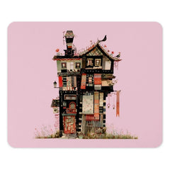 Whimsical Building Mouse Pad, Colorful House Illustration, Quirky Desk Accessory, Unique Computer Mat, Artist Design Mousepad - Tawshia