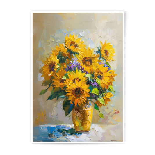 Sunflower Bouquet Photographic Print, Floral Art, Still Life Painting, Impressionist Wall Decor, Summer Decor, Flower Print - Tawshia