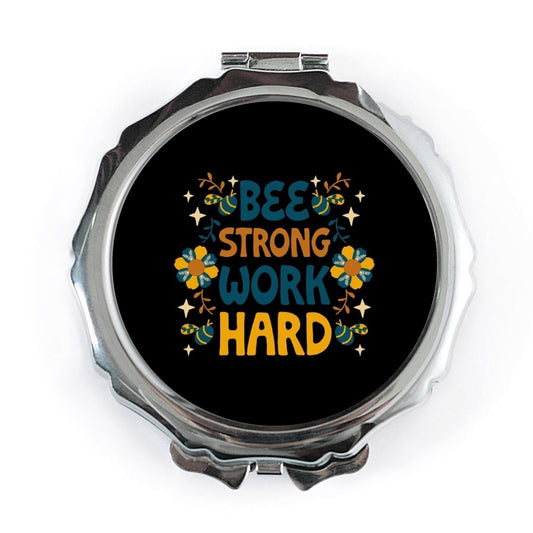 Bee Strong Work Hard Pocket Mirror, Motivational Mirror, Inspirational Gift, Compact Mirror, Pocket Makeup Mirror, Best Friend Gift - Tawshia