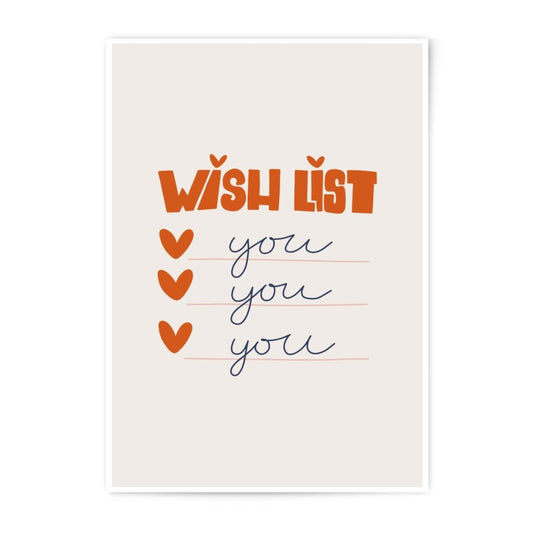 Wish List Photographic Print, Minimalist Art, Heart Illustration, Trendy Wall Decor, Modern Home Gift, Simple Wishlist Print - Tawshia