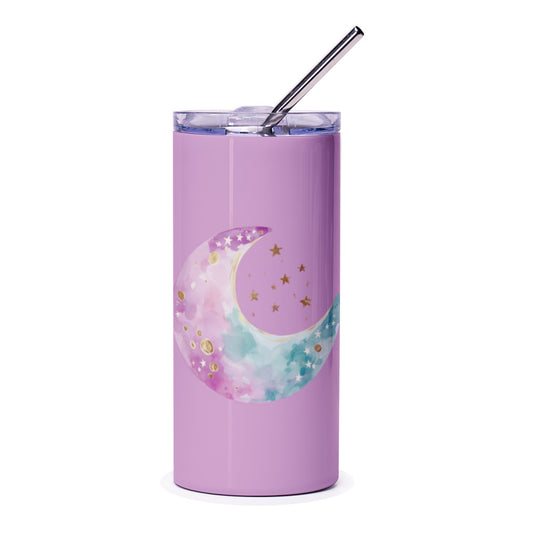 Pastel Moon Tumbler, Celestial Tumbler, Watercolor Moon, Starry Tumbler, Gift for Her, Cute Tumbler, Trendy Tumbler, Travel Mug, Gift - Tawshia