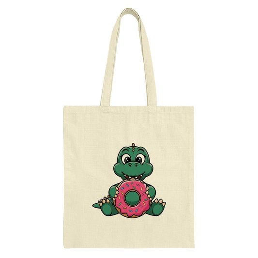 Cute Dinosaur Tote Bag, Donut Lover Design, Cartoon Dino Bag, Unique Gift Idea, Trendy Tote Bag, Everyday Carryall, Kawaii Style Bag - Tawshia