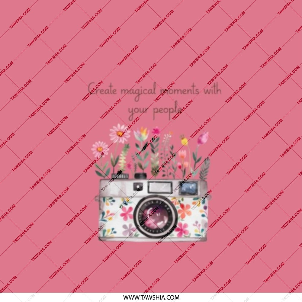 Floral Camera Pocket Mirror, Inspirational Quote Mirror, Magical Moments Gift, Travel Mirror, Cute Compact Mirror, Purse Mirror - Tawshia
