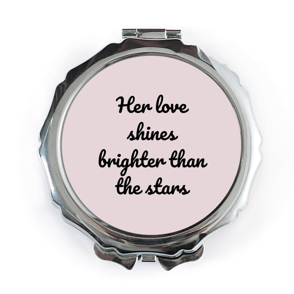 Her Love Pocket Mirror, Shines Brighter Than Stars, Inspirational Gift, Compact Mirror, Portable Mirror, Cute Pocket Mirror - Tawshia