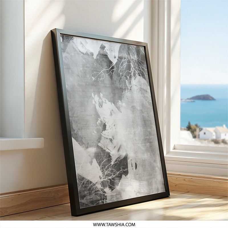 Abstract Mountain Wall Art, Grey Mountain Print, Minimalist Home Decor, Modern Art Print, Nature Inspired Artwork, Unique Wall Decor - Tawshia