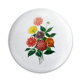 Dahlia Flower Pinback Button, Floral Bouquet Badge, Botanical Art Pin, Colorful Flower Illustration, Garden Lover Gift - Tawshia