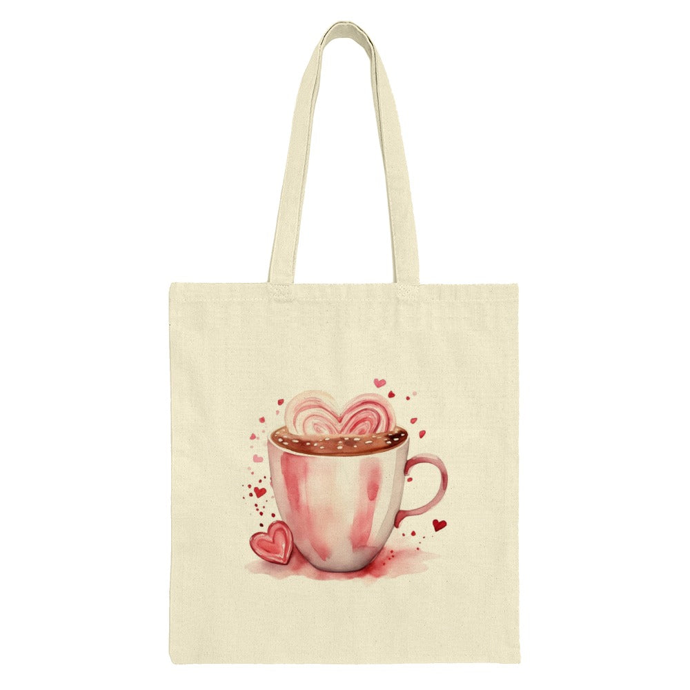 Heart Mug Tote Bag, Valentine Tote Bag, Coffee Lover Gift, Heart Tote Bag, Love Tote Bag, Anniversary Gift, Gifts for her, Gift Ideas - Tawshia