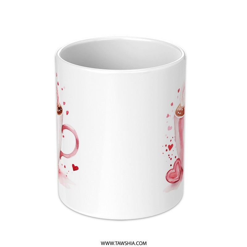 Heart Coffee Mug, Watercolor Mug, Love Mug, Valentine's Day Mug, Hearts Mug, Pink Mug, Cute Mug - Tawshia