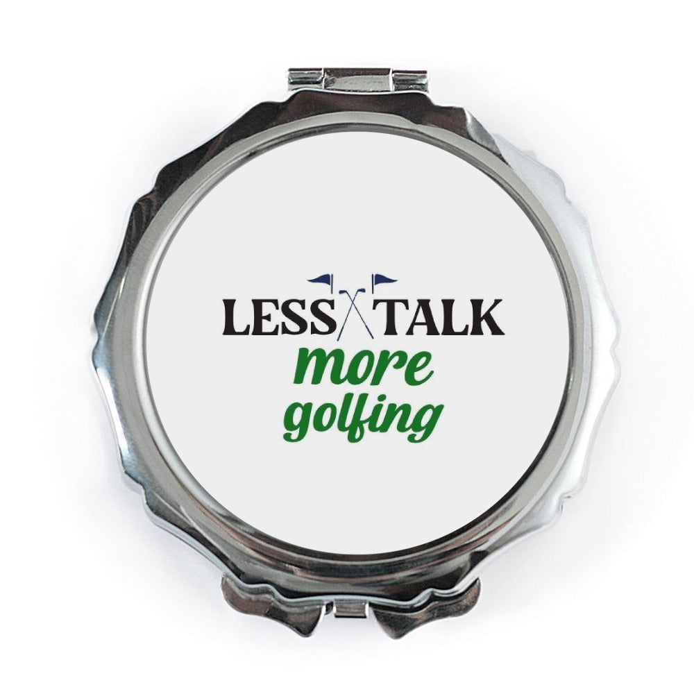 Golfing Pocket Mirror, Less Talk More Golfing, Golf Lover Gift, Sporty Compact Mirror, Golfer Accessory, Funny Golf Saying - Tawshia
