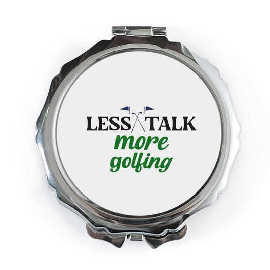 Golfing Pocket Mirror, Less Talk More Golfing, Golf Lover Gift, Sporty Compact Mirror, Golfer Accessory, Funny Golf Saying - Tawshia