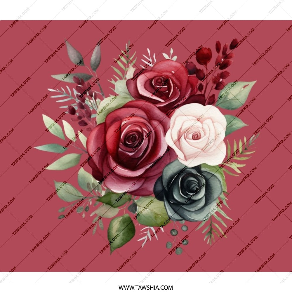 Floral Roses Bouquet BackPack, Elegant Flower Design Bookbag, Stylish Rose Art, School Travel Bag, Unique Gift, Burgundy Rose Gift - Tawshia