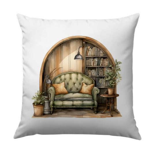 Cozy Book Nook Pillow, Home Decor, Reading Corner Throw Pillow, Accent Pillow, Living Room Decor, Library Art Pillow, Watercolor Design - Tawshia