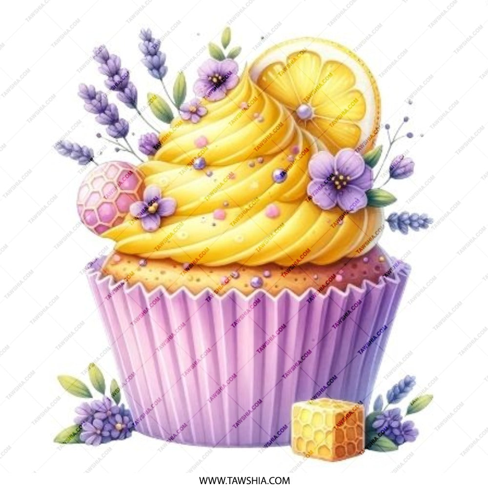 Lemon Cupcake Pinback Button, Floral Cupcake Button, Cute Cupcake Badge, Watercolor Cupcake Pin, Kawaii Button, Sweet Treat Pin - Tawshia