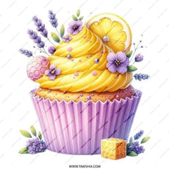 Lemon Cupcake Pinback Button, Floral Cupcake Button, Cute Cupcake Badge, Watercolor Cupcake Pin, Kawaii Button, Sweet Treat Pin - Tawshia