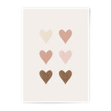 Neutral Hearts Photographic Print, Minimalist Wall Art, Boho Home Decor, Cute Heart Illustration, Love Art Print, Trendy Valentines Gift - Tawshia