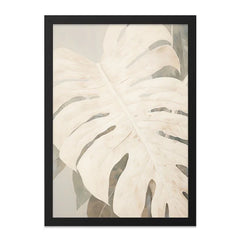 Monstera Leaf Wall Art, Beige Botanical Print, Tropical Home Decor, Boho Plant Art, Large Leaf Painting, Nature Inspired Artwork - Tawshia