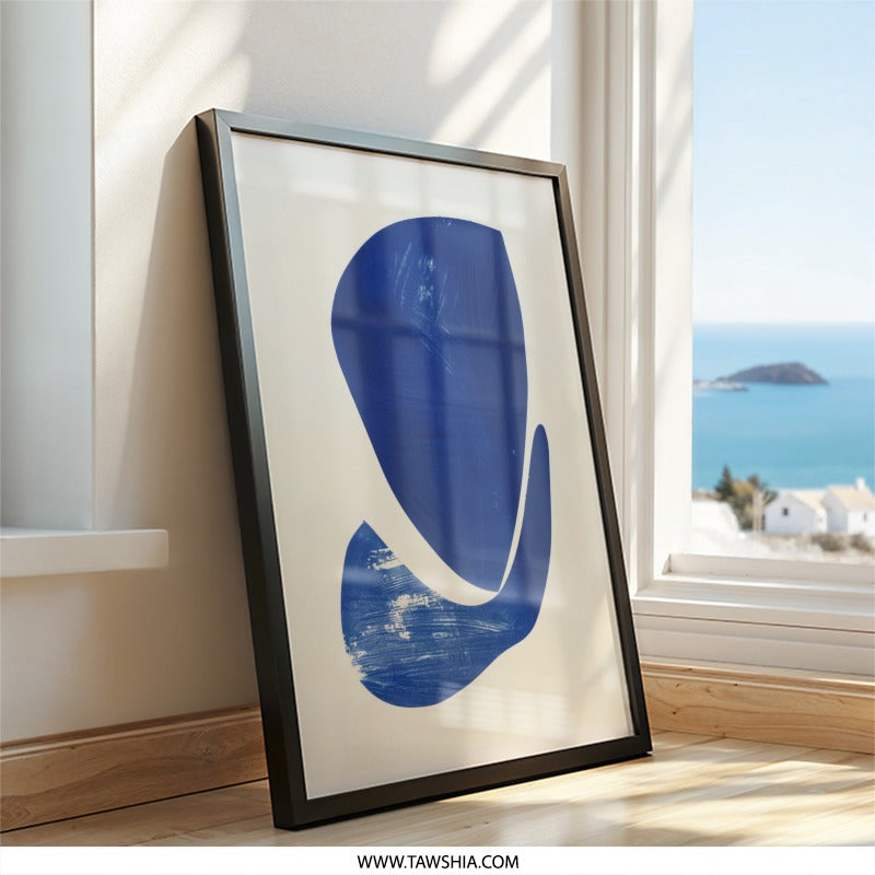 Indigo Abstract Shapes Wall Art, Modern Art Print, Minimalist Decor, Contemporary Art, Home Decor Wall Art, Abstract Art Print - Tawshia