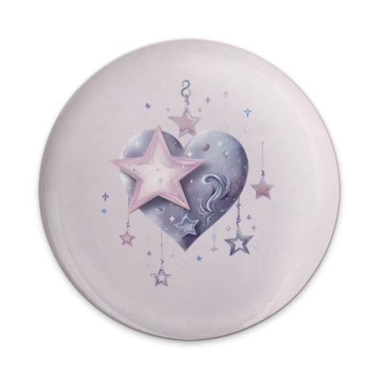 Starry Heart Pinback Button, Celestial Gift, Cute Button Badge, Kawaii Pin, Heart Star Button, Aesthetic Pinback, Gift for Her - Tawshia