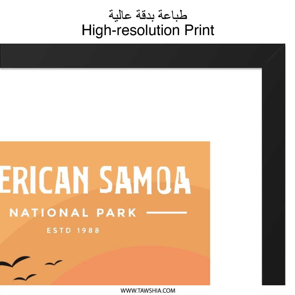 American Samoa Wall Art, National Park Print, Tropical Island Decor, Sunset Palm Trees, Travel Poster, Vacation Souvenir - Tawshia