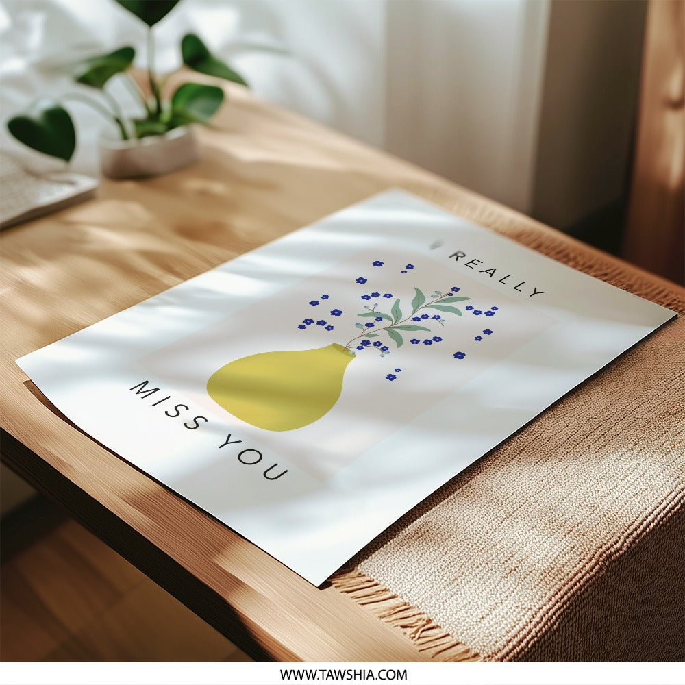 I Really Miss You Art Photographic Print, Floral Vase Art, Flower Artwork, Minimalist Wall Art, Sentimental Gift, Modern Home Decor - Tawshia
