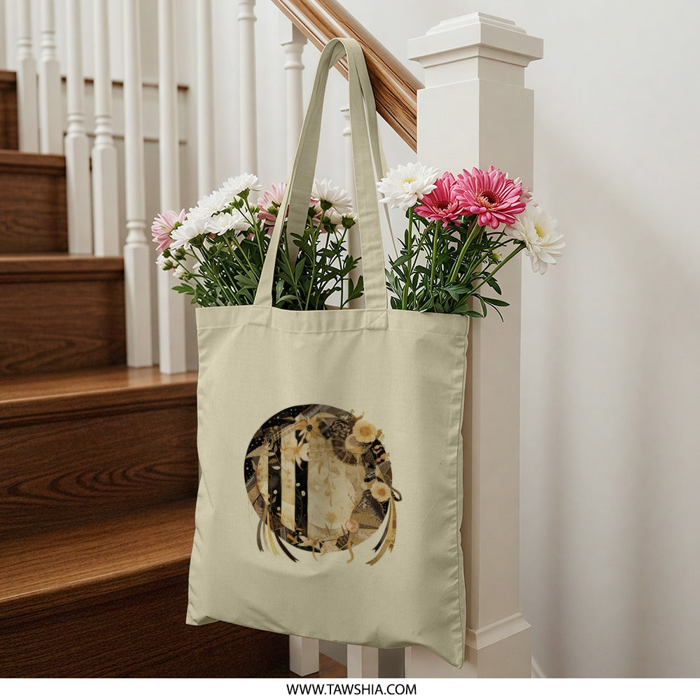 Floral Collage Tote Bag, Artsy Design, Unique Everyday Bag, Elegant Gift Idea, Shoulder Bag, Shopping Tote, Stylish Tote - Tawshia