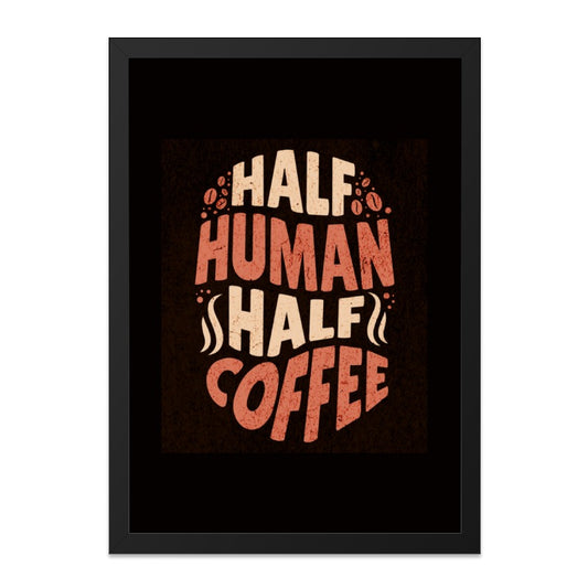 Half Human Half Coffee Wall Art, Coffee Lover Gift, Funny Coffee Print, Unique Home Decor, Kitchen Art, Caffeine Addict Design - Tawshia