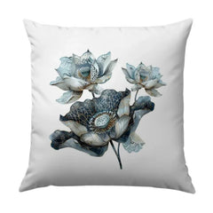Lotus Flower Pillow, Floral Throw Pillow, Elegant Home Decor, Decorative Accent Pillow, Botanical Print Cushion - Tawshia