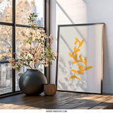 Golden Leaves Wall Art, Minimalist Decor, Botanical Print, Home Decor, Modern Art, Framed Art Print, Simple Leaf Design, Nature Inspired Art - Tawshia
