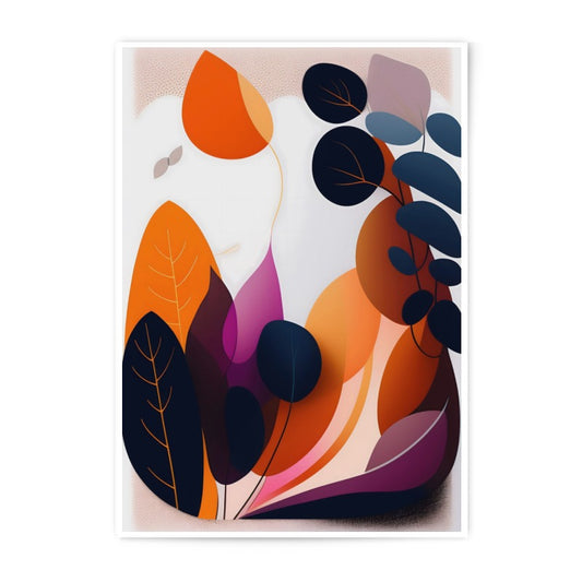 Abstract Plants Photographic Print, Modern Art Print, Botanical Wall Art, Home Decor, Orange Blue Decor, Nature Inspired Art Print - Tawshia