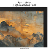 Asian Landscape Wall Art, Mountain Lake Painting, Pagoda Print, Oriental Home Decor, Serene Wall Hanging, Peaceful Art Print - Tawshia