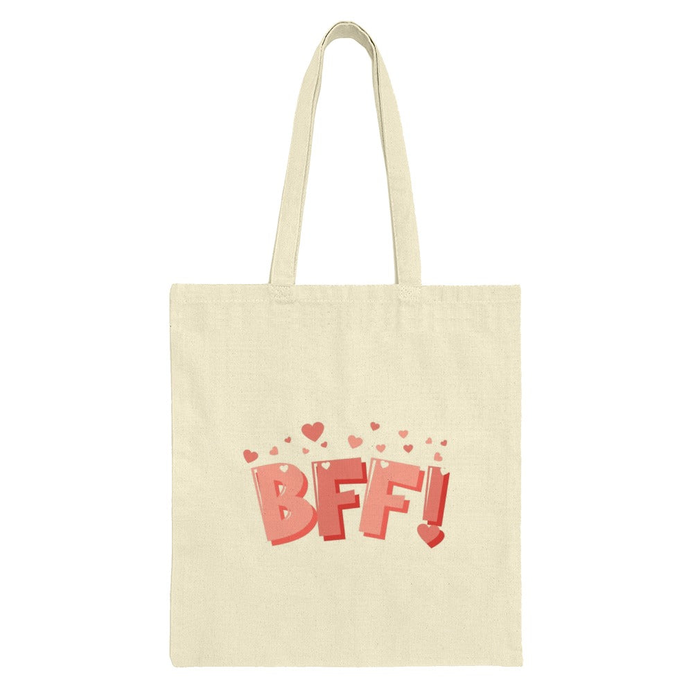 BFF Tote Bag, Best Friends Forever Gift, Cute Hearts Design, Everyday Shopping Bag, Gift for Her, Bridesmaid, Bachelorette, Party Favor - Tawshia