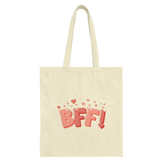 BFF Tote Bag, Best Friends Forever Gift, Cute Hearts Design, Everyday Shopping Bag, Gift for Her, Bridesmaid, Bachelorette, Party Favor - Tawshia
