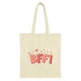 BFF Tote Bag, Best Friends Forever Gift, Cute Hearts Design, Everyday Shopping Bag, Gift for Her, Bridesmaid, Bachelorette, Party Favor - Tawshia