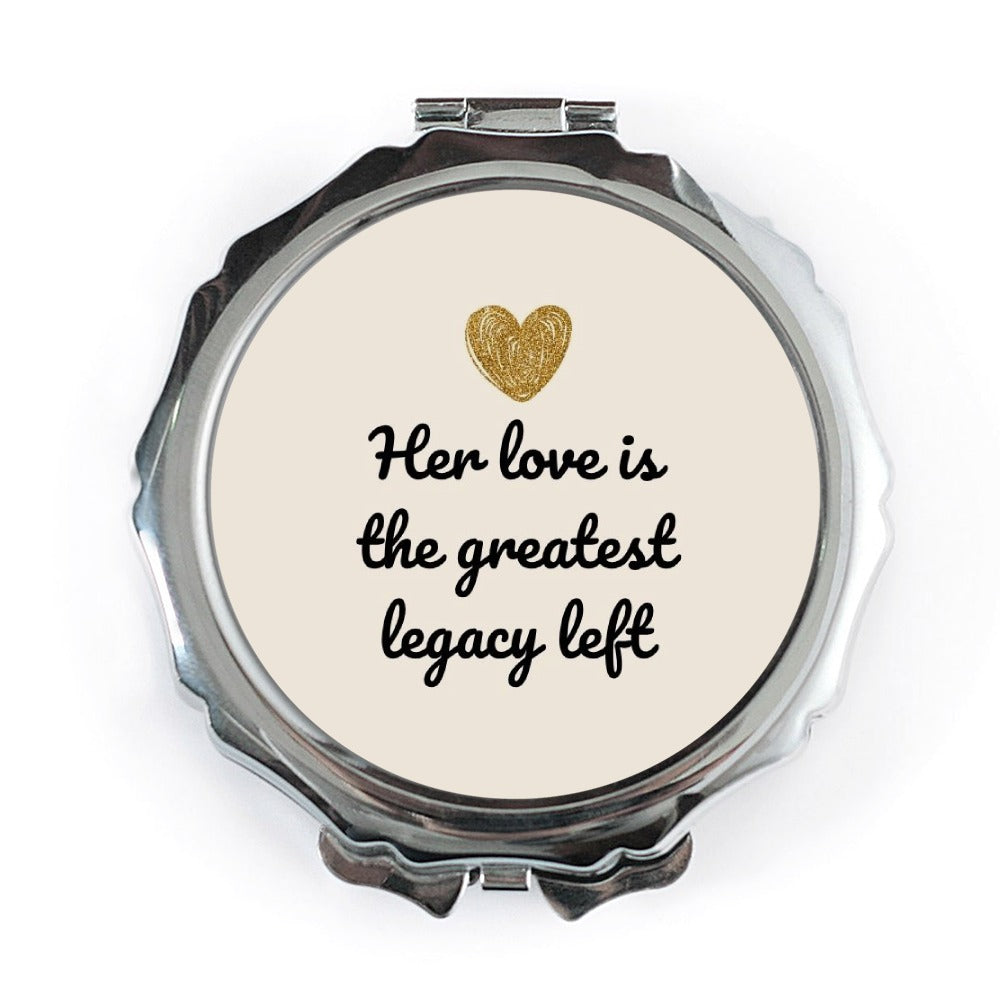 Legacy Love Pocket Mirror, Sentimental Gift, Inspirational Mirror, Gold Heart Design, Compact Mirror for Her, Everyday Carry Mirror - Tawshia