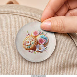 Floral Cookies Pinback Button, Cute Food Button, Spring Button, Pastel Aesthetic, Sweet Treat Pin, Elegant Kawaii Button - Tawshia