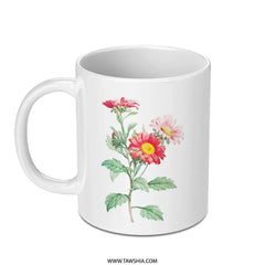 Floral Mug, Aster Flower Mug, Botanical Mug, Vintage Flower Mug, Flower Lover Gift, Plant Mug, Floral Gifts, Nature Mug, Garden Mug - Tawshia