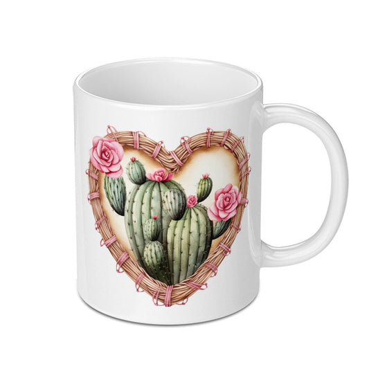 Cactus Mug, Heart Mug, Floral Mug, Desert Mug, Plant Lover Gift, Cute Mug, Watercolor Mug, Unique Coffee Mug, Tea Cup, Gift For Her - Tawshia