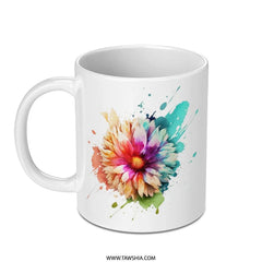 Watercolor Floral Mug, Colorful Flower Mug, Artistic Mug, Unique Mug Design, Coffee Mug, Tea Mug, Gift Mug, Mug for Her, Novelty Mug - Tawshia