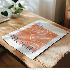 Le Matin Croissant Photographic Print, French Breakfast Art, Kitchen Wall Decor, Foodie Gift, Minimalist Illustration, Orange Decor - Tawshia