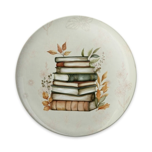 Stacked Books Pinback Button, Watercolor Book Lover Gift, Library Button Badge, Reader Accessories, Cute Button Pin, Teacher Gift Idea - Tawshia