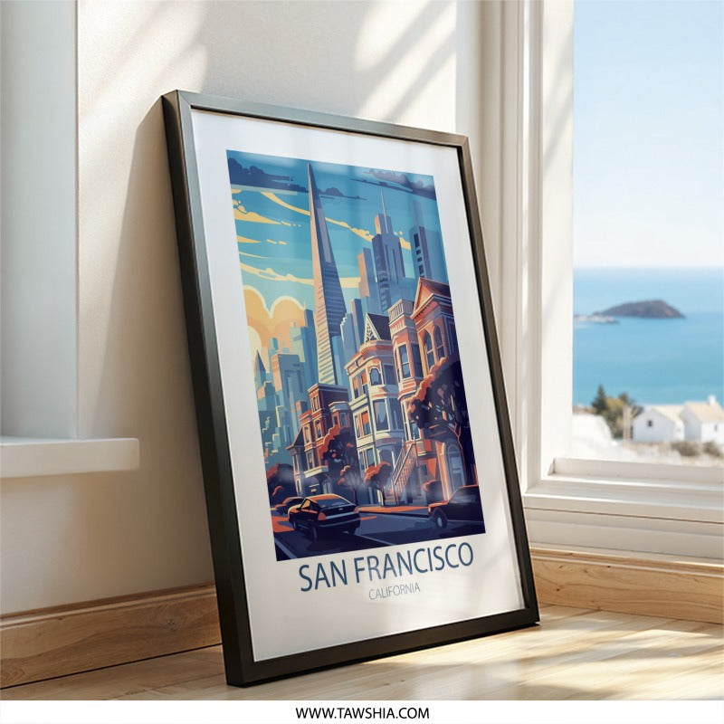 San Francisco Wall Art, Cityscape Print, California Decor, Urban Art, Minimalist City Art, Travel Poster, Home Decor - Tawshia