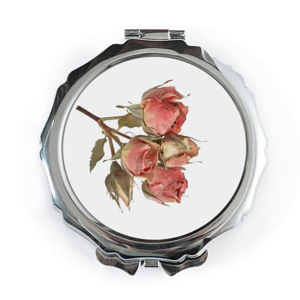 Pink Roses Pocket Mirror, Floral Mirror, Compact Mirror, Rose Design, Gift for Her, Flower Pocket Mirror, Cute Mirror - Tawshia
